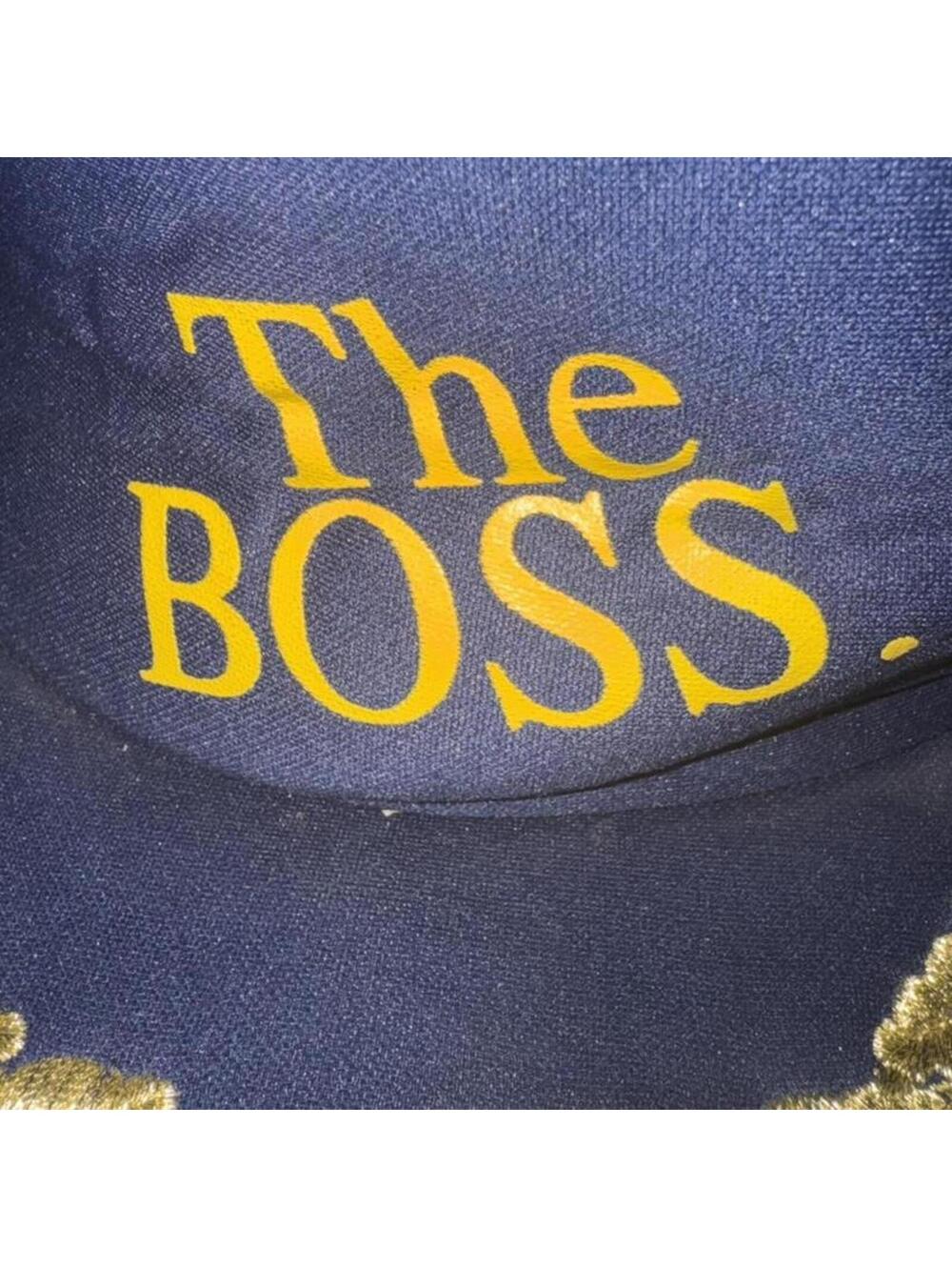 Vintage 80s The Boss Blue Trucker Hat Cap with Gold Oak Leaf / Scrambled Eggs - Picture 3 of 4